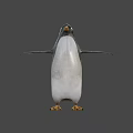 Flying Animal Penguin with Yellow Beak Black and White Feathers Spread Wings in Gray Background