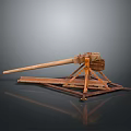 Wooden Toy Catapult With Long Projectile Arm And Sturdy Wooden Frame Base