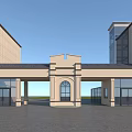 Modern Commercial Complex Exterior Design With Glass Facade Multi Storey And Entrance