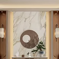 Modern Foyer With Marble Wall Sconces Console Table And Plant 3d model