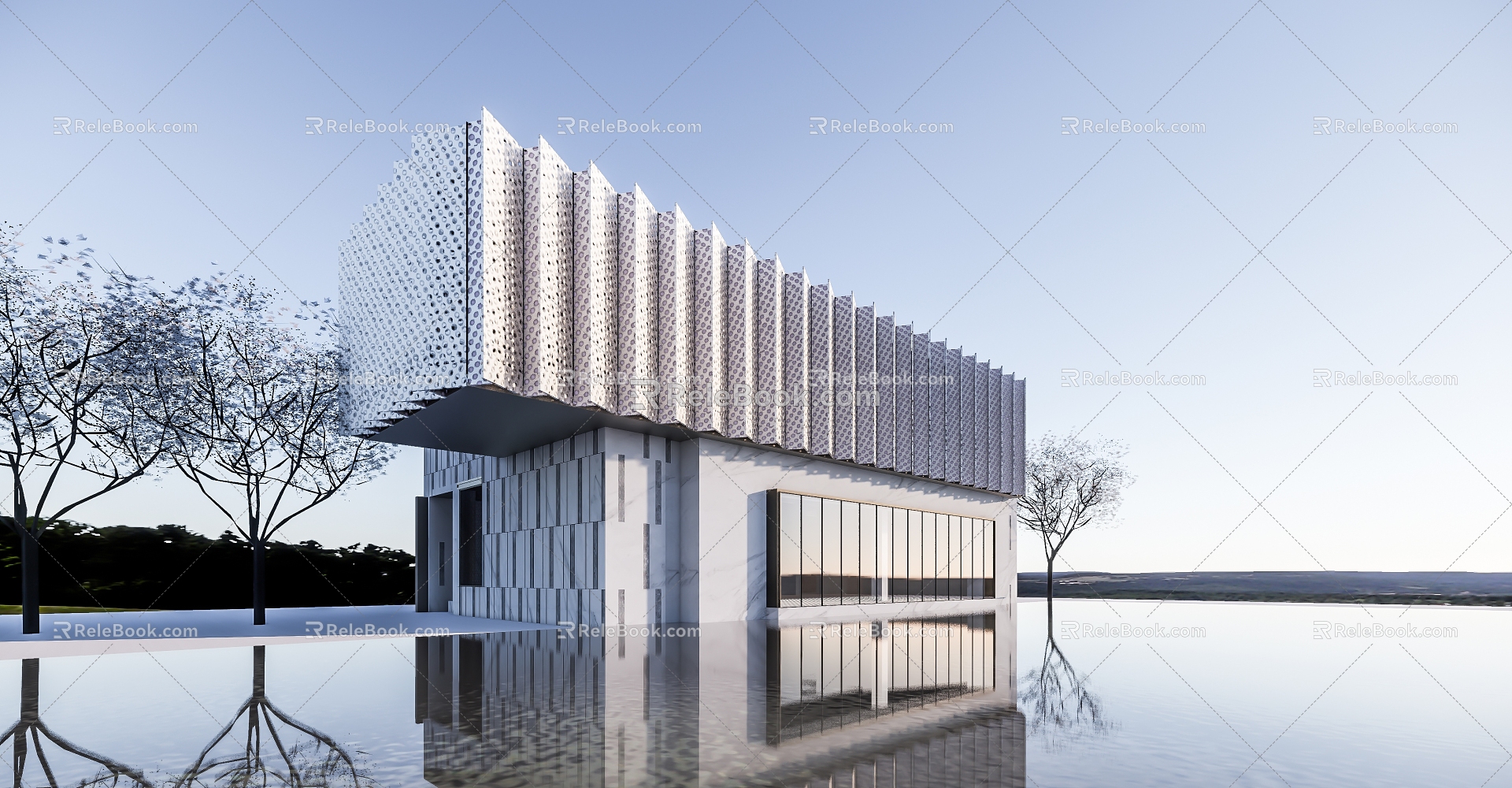 Modern Sales Office Building Simple Demonstration Area 3d model