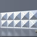 White Modern Wall Panel With Geometric Diamond Pattern And Decorative Dots 3d model