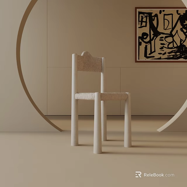 Modern Minimalist Dining Chair With Curved Backrest And Sturdy Wooden Legs 3d model 