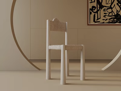 Modern Minimalist Dining Chair With Curved Backrest And Sturdy Wooden Legs 3d model
