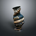Stunning Decorative Black And Gold Vase With Intricate Dragon Design