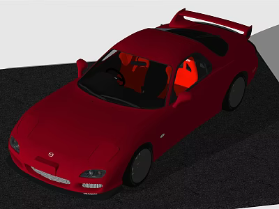 Red Sports Car With Red Seats Black Roof And Sleek Sporty Exterior Design 3d model