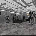 Modern Clothing Store Interior With Mannequins Clothing Displays Tile Floor And Lighting