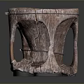 Handcrafted Wooden Barrel With Textured Surface And Cracked Design For Home Decor