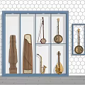 Chinese Musical Instruments Musical Instruments Combination National Musical Instruments Guzheng Pipa Erhu Huqin Ancient Musical Instruments Guitar 3d model