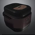 Modern Electric Rice Cooker With Digital Control Panel And Burgundy Finish