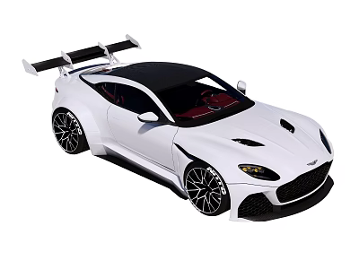 White Luxury Sports Car With Black Roof Red Interior Rear Spoiler And Black Alloy Wheels 3d model