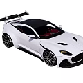 White Luxury Sports Car With Black Roof Red Interior Rear Spoiler And Black Alloy Wheels