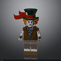 Lego Scarecrow Figure With Green Hat Red Scarf Brown Vest Striped Shirt And Straw Hem