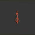 Red Fantasy Creature Character 3D Model With Insect Like Body Red Color And Yellow Stripes