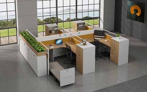 Open Office Area Desk Workstation Staff Office with Bed Workstation Financial Office Staff Office Screen Workstation Screen 3d model