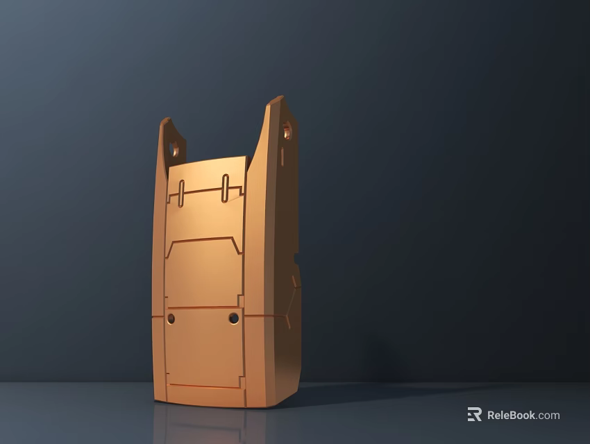Golden Metal Structural Component With Holes And Modern Design Features 3d model 