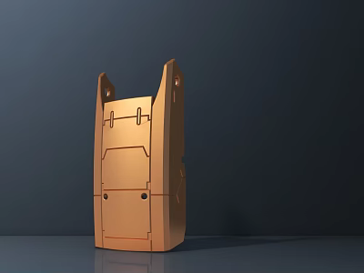 Golden Metal Structural Component With Holes And Modern Design Features 3d model