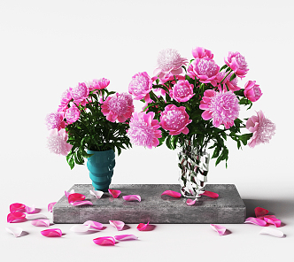 Modern Vase Peony Flower 3d model