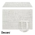 White Square Rug With Geometric Grid Pattern And Woven Textured Design