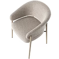 Modern Light Colored Leisure Chair With Bouclé Fabric Armrests And Metallic Legs