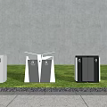 Modern Outdoor Trash Bins With Grass Trees And Concrete Wall Design