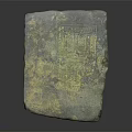Rustic Wood And Stone Base With Square Shape Textured Surface And Carved Marks 3d model