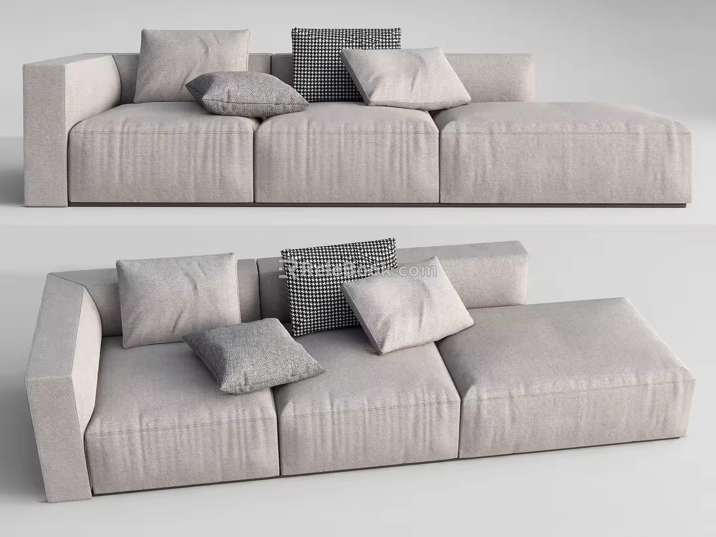 Modern three-seat sofa multiplayer sofa 3d model