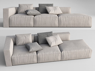 Modern three-seat sofa multiplayer sofa 3d model