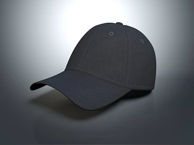 Dark Gray Classic Solid Color Baseball Cap With Curved Brim Fabric Material And Soft Lighting 3d model