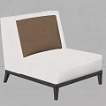 White Fabric Single Sofa With Brown Backrest And Black Legs Modern Design 3d model