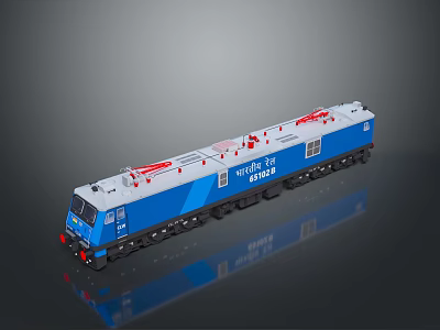 Vossloh EURO 3000 Train Model With Blue And White Design And Red Top Components 3d model