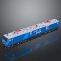 Vossloh EURO 3000 Train Model With Blue And White Design And Red Top Components