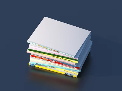 Stack of Books Magazines With Colorful Spines And Neatly Stacked Pile 3d model