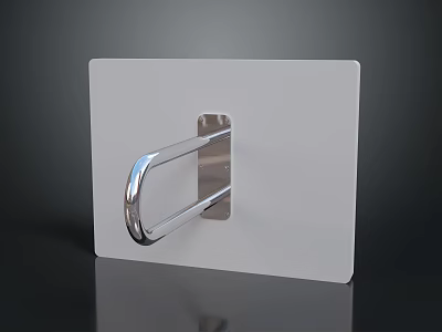 White Wall Mounted Rectangular Board With Shiny Silver Metal Handle Design 3d model