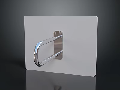 White Wall Mounted Rectangular Board With Shiny Silver Metal Handle Design 3d model