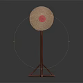 Woven Circular Garden Ornament With Red Center Pattern On Tripod Stand 3d model