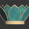 Elegant Turquoise Lotus Shaped Decorative Furniture Piece With Golden Rim Base