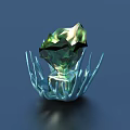 Decorative Green Gemstone Ornament With Blue Radiant Spiked Stand For Home Display Accessories
