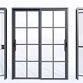 Modern Glass Doors With Black Frames Various Designs Grid Patterns And Clear Glass Panels 3d model