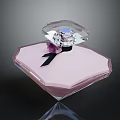 Luxurious Transparent Perfume Bottle With Pink Liquid Crystal Cap And Black Ribbon