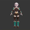Fantasy Game Character Featuring White Hair Elf Ears Brown Green Outfit And Green Boots