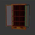 Modern Open Wooden Cabinet With Glass Doors Storage Shelves And Drawers