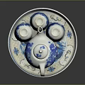 Blue And White Porcelain Tea Set With Teapot Teacup Tray Traditional Pattern