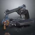 Detailed Classic Revolver Weapon With Open Cylinder Bullets And Shiny Metal Parts