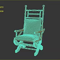 Comfortable Leisure Rocking Chair with Orange Wooden Frame and Brown Cushion