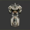 Armored Fantasy Warrior Character With Ornate Shield Blue Gem And Metal Armor Design