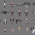 Anime Style Game And Movie Characters With Diverse Mechanical Outfits And Designs