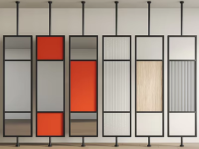 Modern Room Dividers With Colorful Panels And Various Materials For Interior Design 3d model