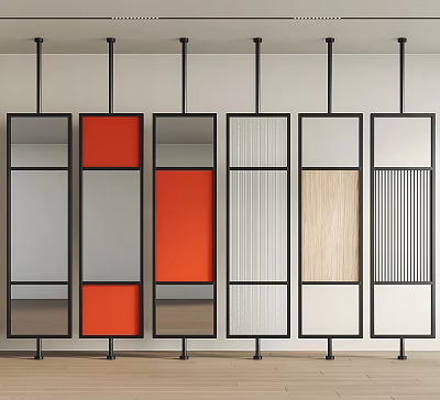 Modern Room Dividers With Colorful Panels And Various Materials For Interior Design 3d model