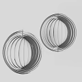 Contemporary Spherical Pendant Lights with Metal Frame and Wooden Stripes Emitting Soft Warm Light